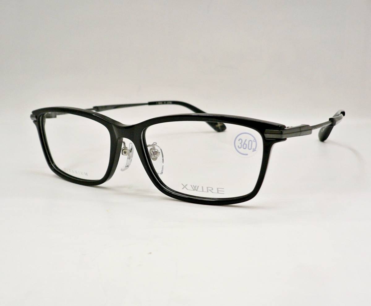 新品　XWIRE　XW-1044　54サイズ　Col.3　セルフレーム　ブラック　ウエリントンタイプ　　超弾性チタンテンプル　専用ケース付き　日本製