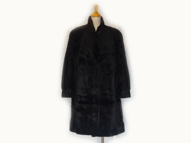 極美品☆シェアードミンク毛皮★アメリカンウルトラ4つ星☆毛並み良/90cm丈コート★MINK★ブラック☆札幌市白石区店頭引取りOK