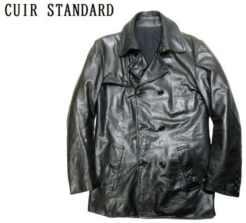 キュイールスタジオ CUIR STANDARD 牛革 ブラックレザージャケット ブルゾン コート 黒 