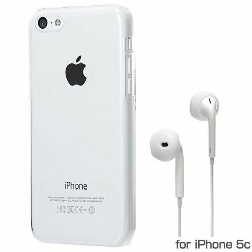 送料無料★スマホケース カバー iPhone5c Bluevision 透明 ジャケット ポリカーボネート Apple EarPodsイヤホン専用シリコンカバー付