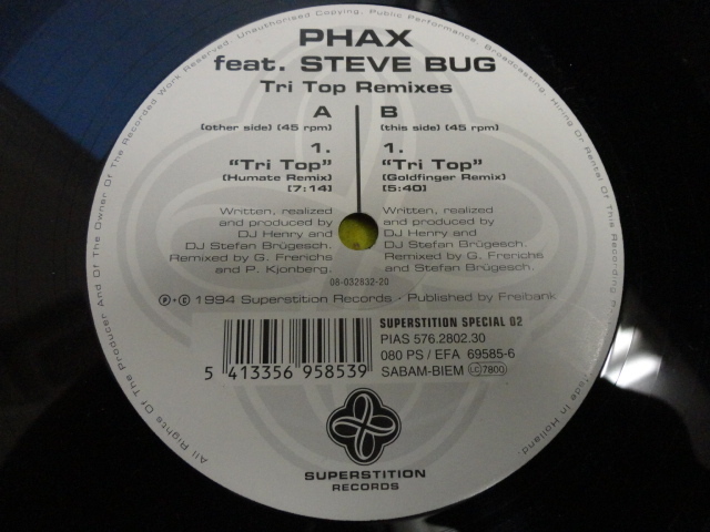 Phax ft. Steve Bug - Tri Top オリジナル原盤 12 GERMAN TRANCE アッパー・サウンド　 視聴