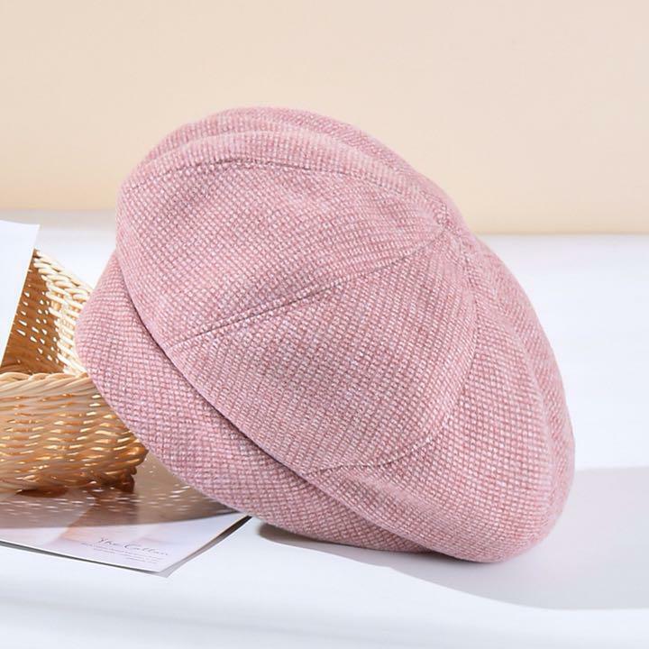 レディース ベレー帽 帽子 ハット おしゃれ かわいい カジュアル 秋冬　ピンク