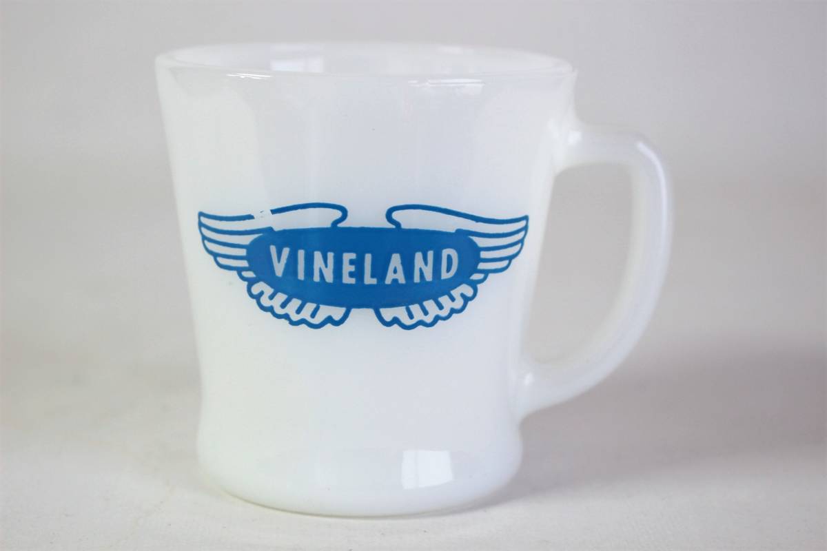 送料無料 美品！ 定形外 ☆ ファイヤーキング マグ ヴァインランド VINELAND Dハンドル 耐熱 ミルクグラス アメリカ製 ヴィンテージ
