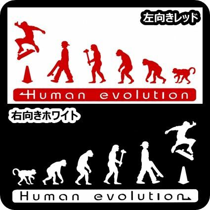 人類の進化 15cm【スケートボード編】スケボーステッカーDC2
