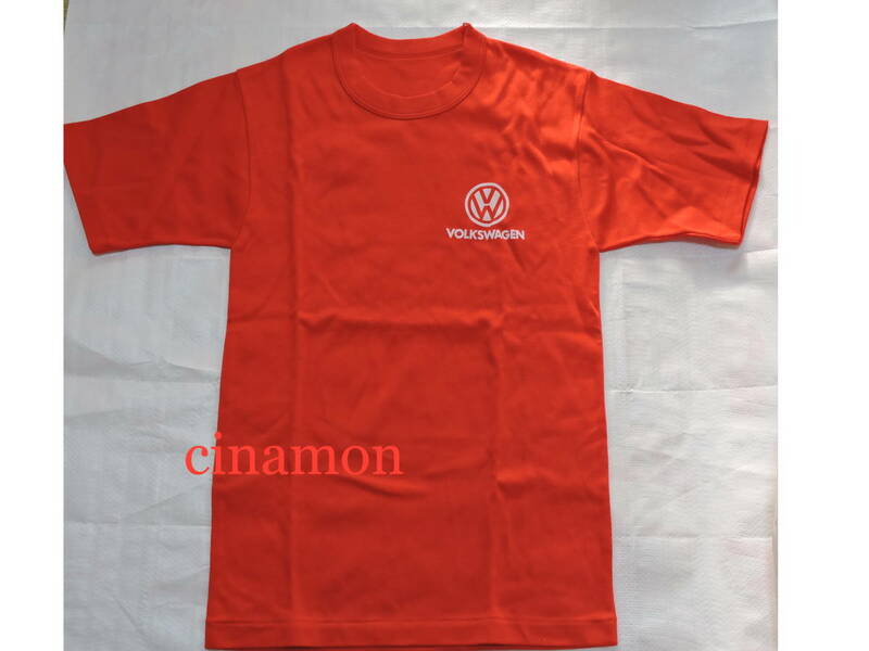 VOLKSWAGEN フォルクスワーゲン Tシャツ 丸首 半袖 レッド M 日本製 綿100％(コットンTシャツ/赤/メンズ