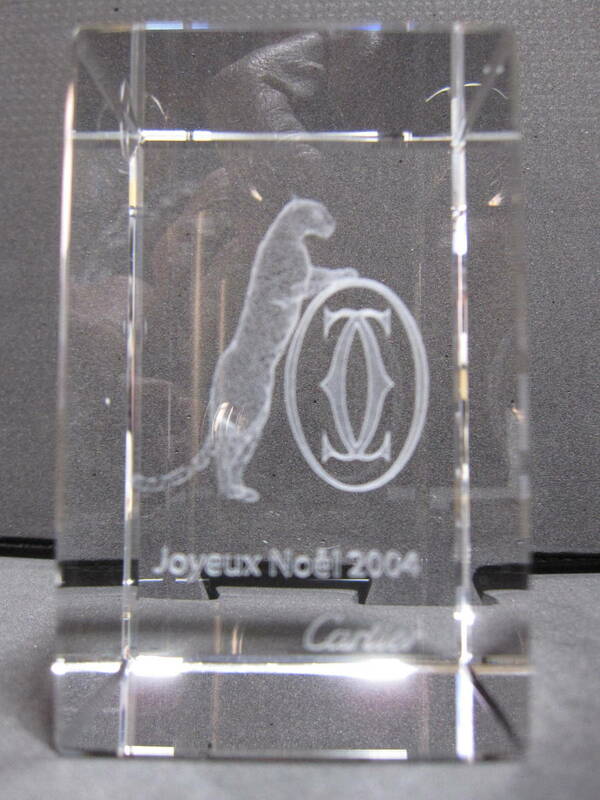 【Cartier カルティエ 限定品】パンテール Joyeux Noel 2004 パンサー 豹 3Dクリスタル ペーパーウェイト 希少 置物 インテリア オブジェ