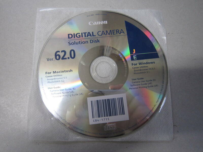 きれいです！Canon デジカメ CD-ROM Solution Disk Ver.62.0 送料230円