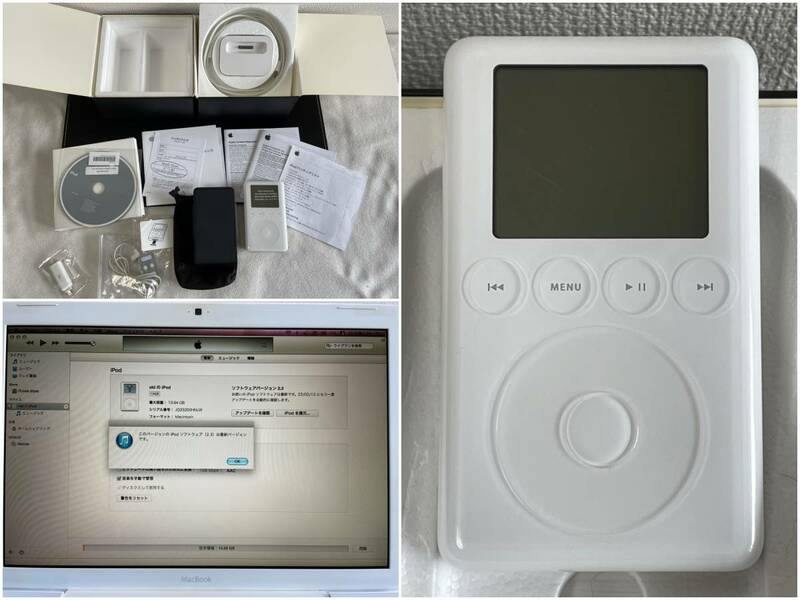 作動確認済 apple iPod A1040 アップル アイポッド M8946J/A 第3世代 付属品 元箱 第1世代 第2世代 オリジナル クラッシック ジョブズ