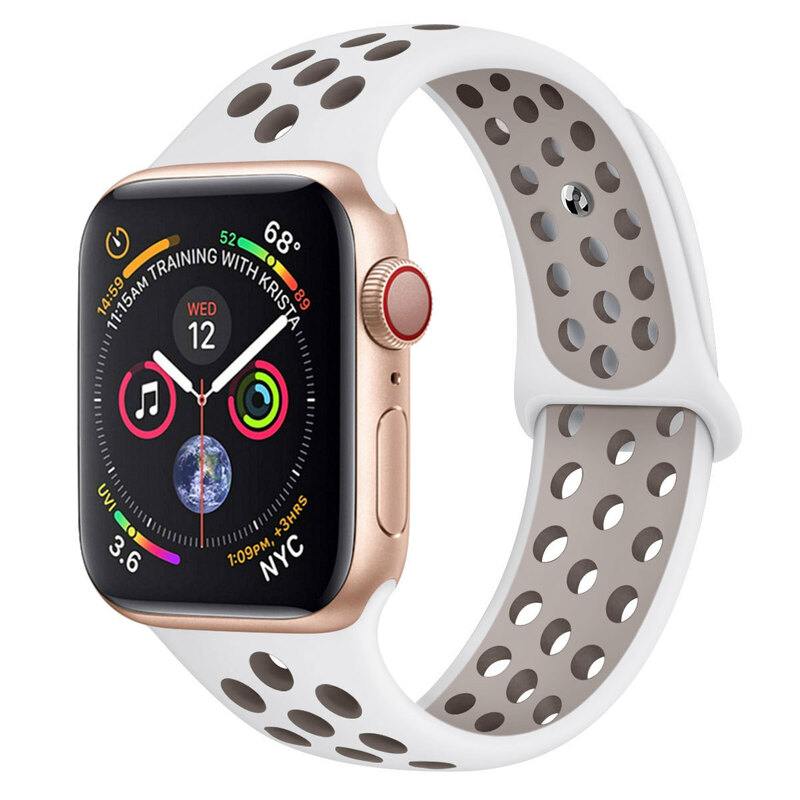 【Applewatch バンド 05 ホワイト×グレー 42mm/44mm/45mm】アップルウォッチ ベルト series 1 2 3 4 5 6 SE 7 SE2 8 スポーツ 女性 男性