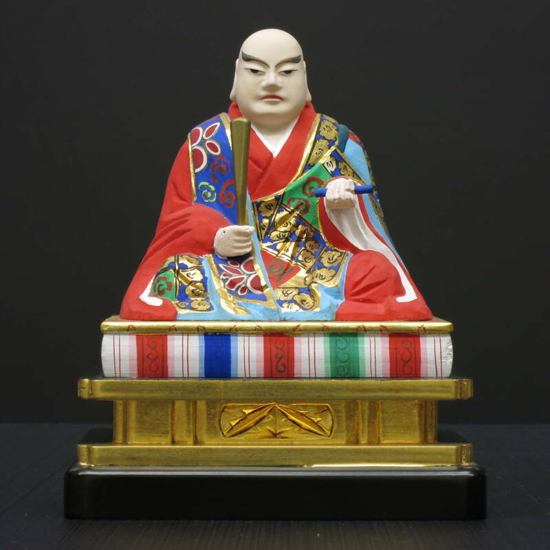木製仏像　日蓮聖人　未使用　長期在庫特別価格　高さ18.3cm　彩色仕上げ　日蓮宗