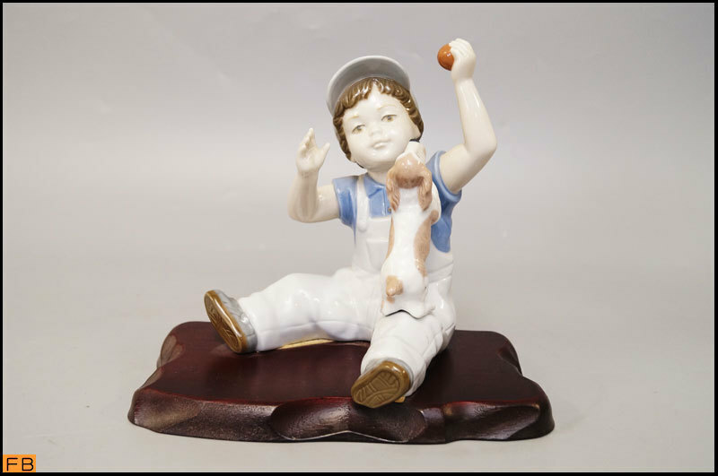 1012-ナダル◆犬と男の子 フィギュリン 陶器人形 置物 NADAL スペイン製