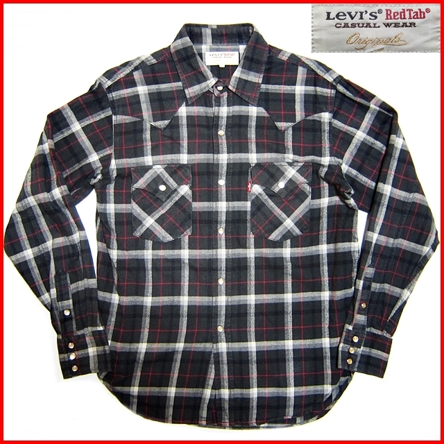 即決★Levi's★メンズL ウエスタンシャツ リーバイス レッドタブ RedTab チェック柄 長袖 ドレスシャツ アメカジ