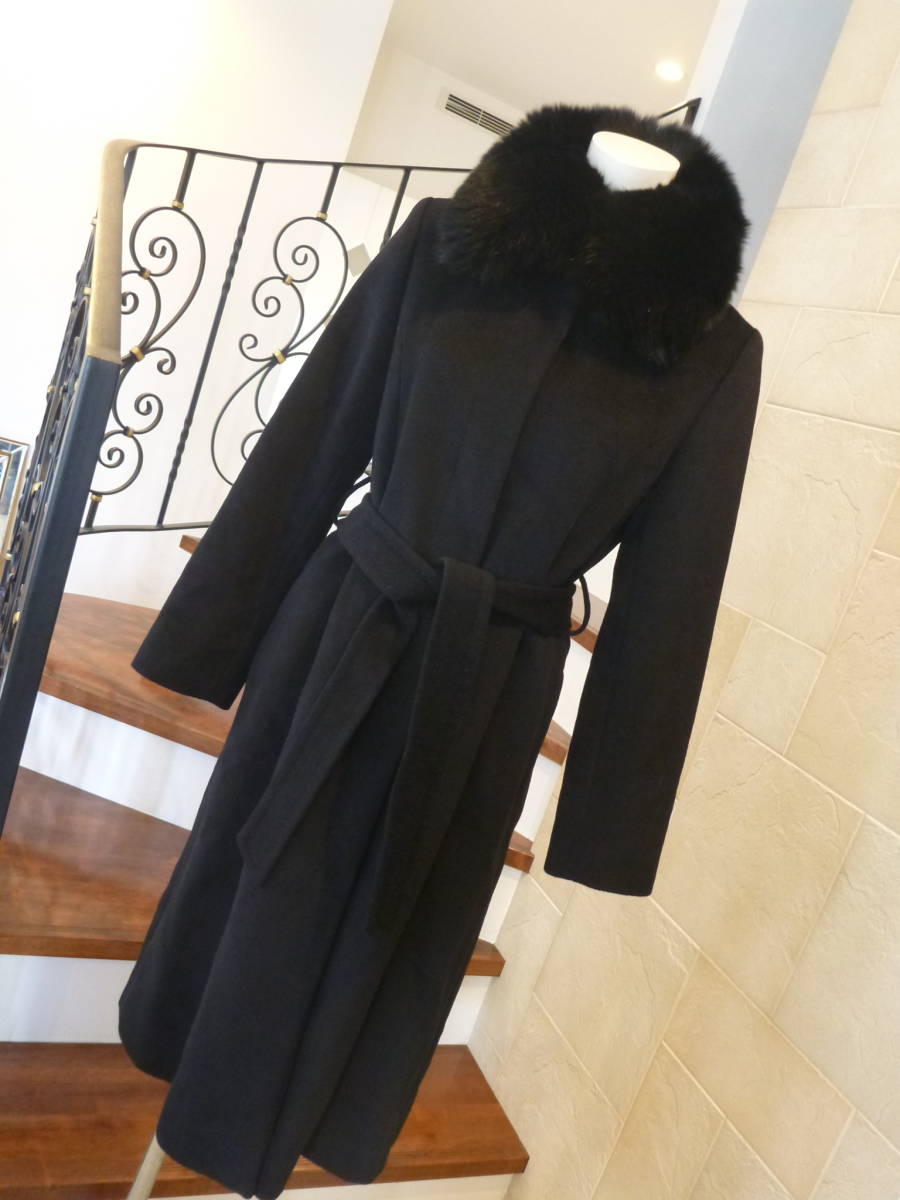 9万　超美品 アンケート (en quete) ★上質　豪華ファー　美ライン　ロングコート　9　M相当