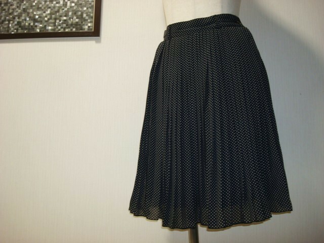 ■ 美品 日本製 ATELIERSAB レディース 水玉 プリーツスカート フレアースカート Sサイズ 34 36 XSサイズ～Sサイズ 細身 黒 白 ブラック