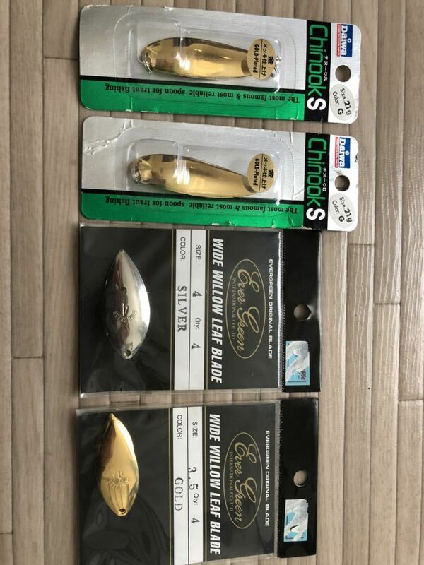 DAIWA chinook S 21g EVER GREEN wide willow leaf blade 3.5 4 ダイワ エバーグリーン silver gold