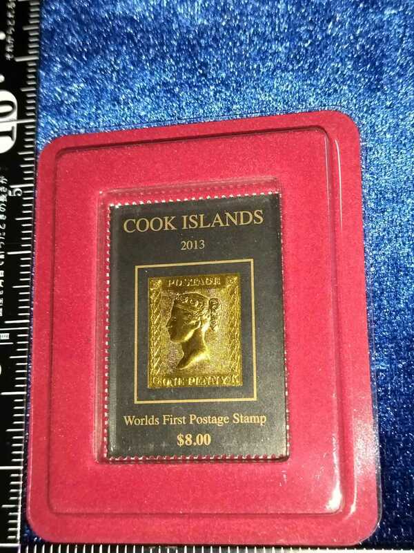 クック諸島　ペニーブラック　ピュアゴールド　スタンプ　ニュージーランド8ドル 　22K金箔切手　オリジナルケース入り
