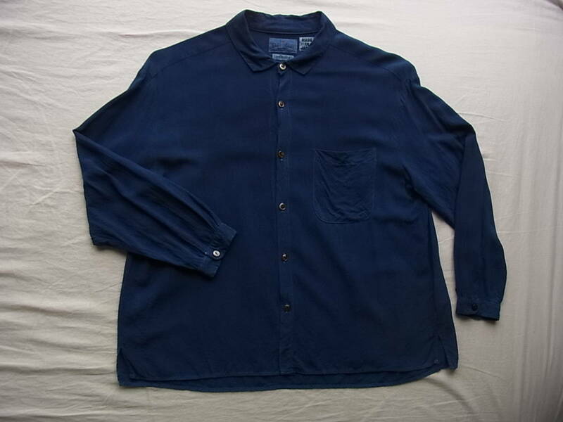 HOLLYWOOD RANCH MARKET BLUE BLUE ハリウッドランチマーケット レーヨンシルク　インディゴ染め　Aラインシャツ　サイズ 1/S 日本製　