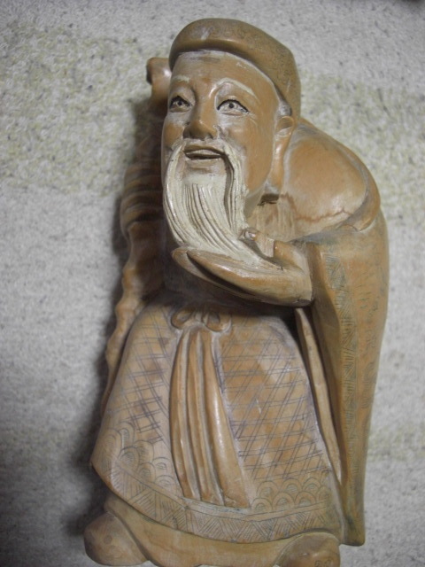 【送料無料】◇【木彫り】七福神◆寿老人◆彫刻◆縁起物◆置物 /7