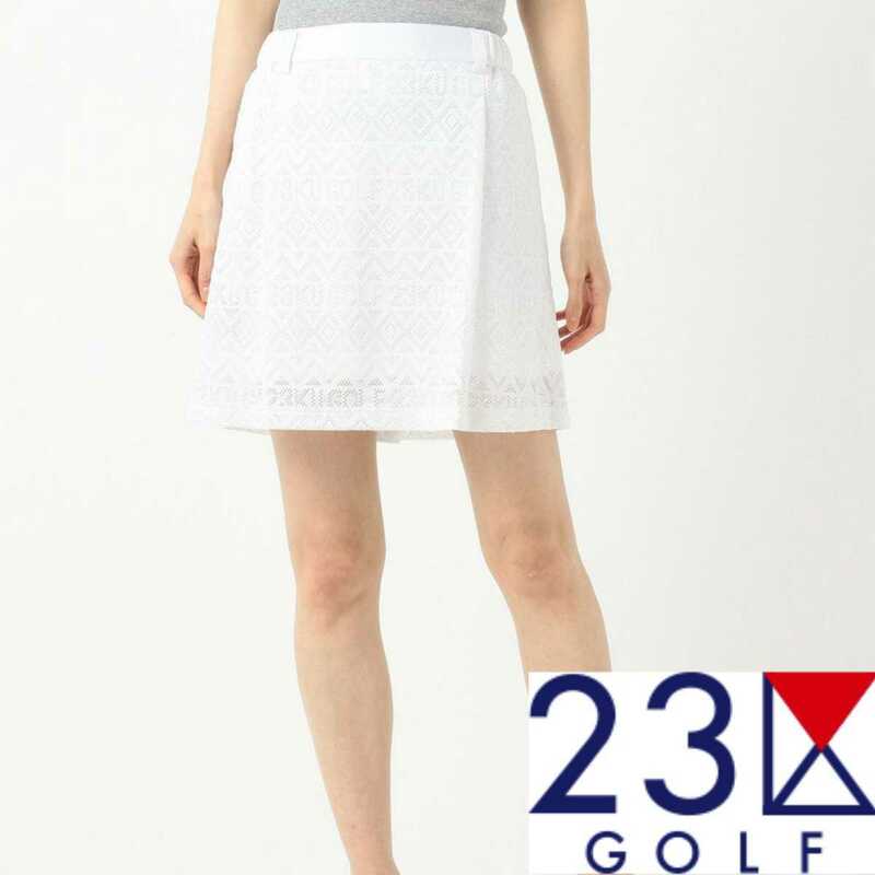 【新品タグ付き】23区ゴルフ ロゴメッシュジャガードスカート レディースⅢ