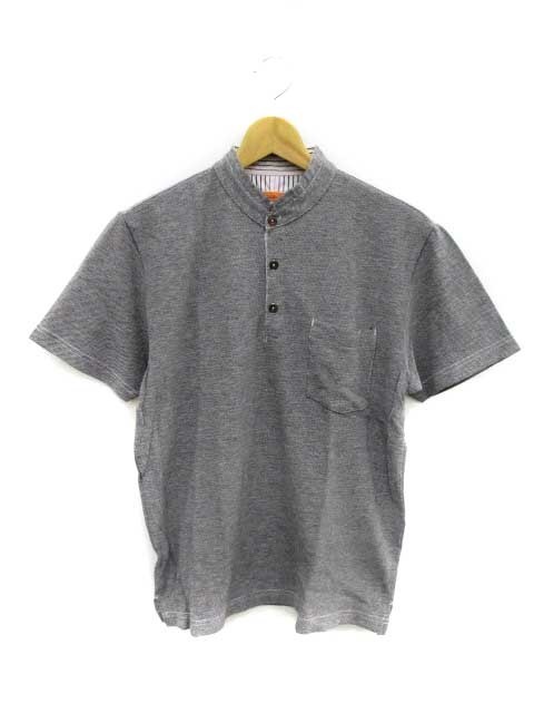 ∞ ウィルクス バシュフォード WilkesBashford シャツ ポロシャツ バンドカラー 鹿の子 半袖 M グレー メンズ 美品 □G8