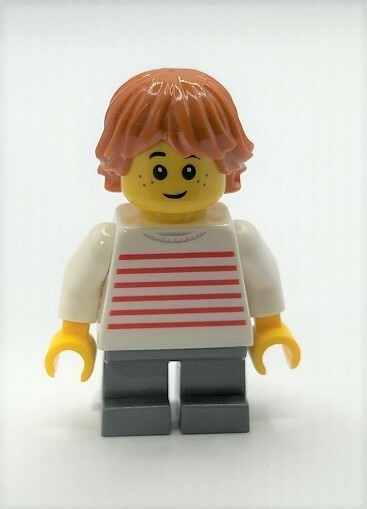 即決　新品 未使用　レゴ LEGO ミニフィグ　ミニフィギュア シティ タウン 　子ども　ニコニコと困り顔　ボーダーの男の子
