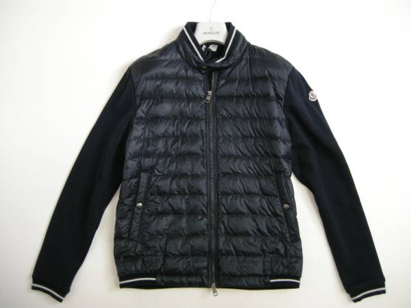 サイズL■新品本物モンクレール/スウェット切替ダウンジャケット/ライトダウンジャケット/ダウンカーディガン/ダークネイビーMONCLERメンズ