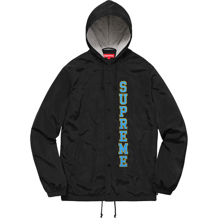 即決 supreme Vertical Logo Hooded Coaches Jacket black