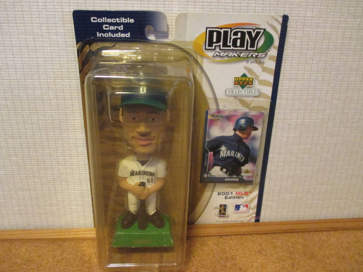 アッパーデック・プレイメーカーMLB2001edition　イチロー（シアトル・マリナーズ）トレーディングカード付バブルヘッド