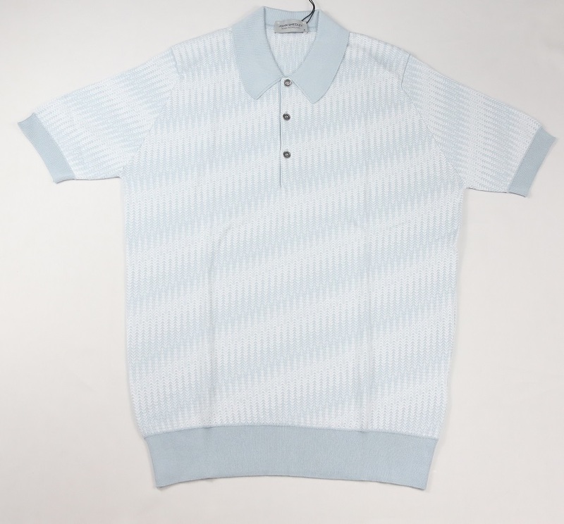 新品 John Smedley　ジョンスメドレー 最高級シーアイランドコットン　ポロシャツ Mサイズ 　COAST BLUE