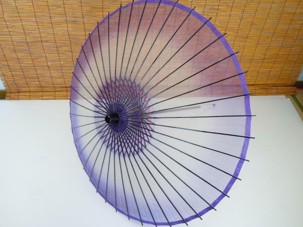 3097,絹傘・日本舞踊傘・踊り傘 継柄 ぼかし 紫 B