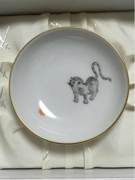 《送料無料》 マイセン 小皿 黒老虎 2008年 箱付き 虎絵皿 ※未使用※ Meissen plate 德國 麥森 老虎小盤子