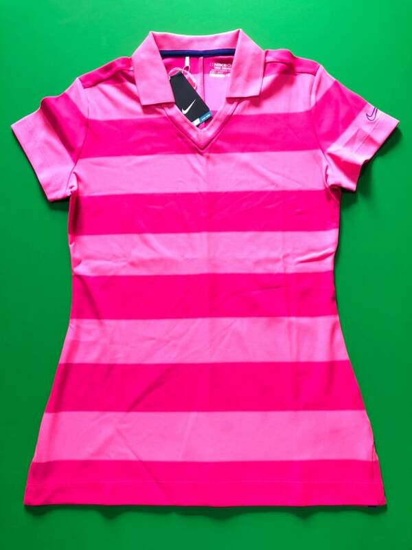 新品★NIKE ナイキゴルフ サイズS レディースウェア　半袖シャツ　ロング丈　ピンク系