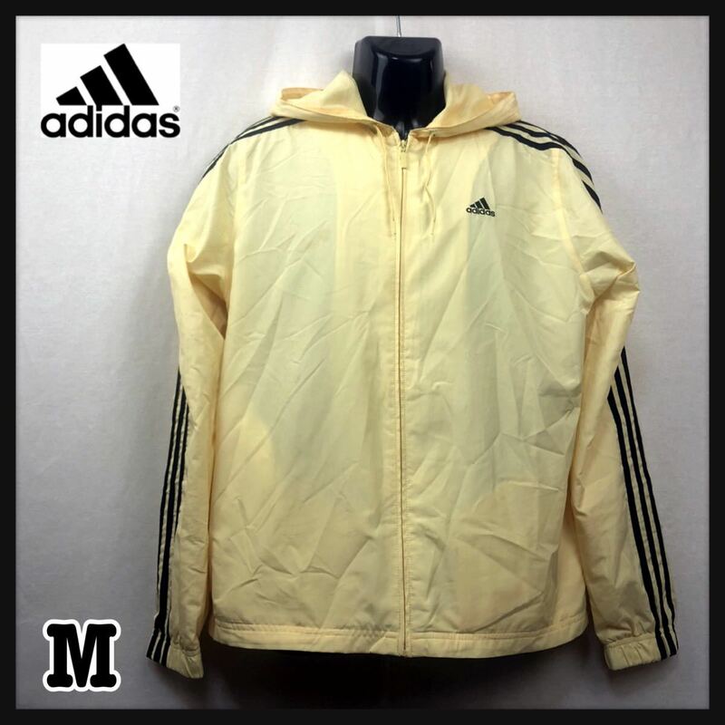 即決★adidas★アディダス★メンズ★ウィンドブレーカー ★ナイキナイロンジャケット★ジップアップパーカー★M★3本線★薄手★メッシュ