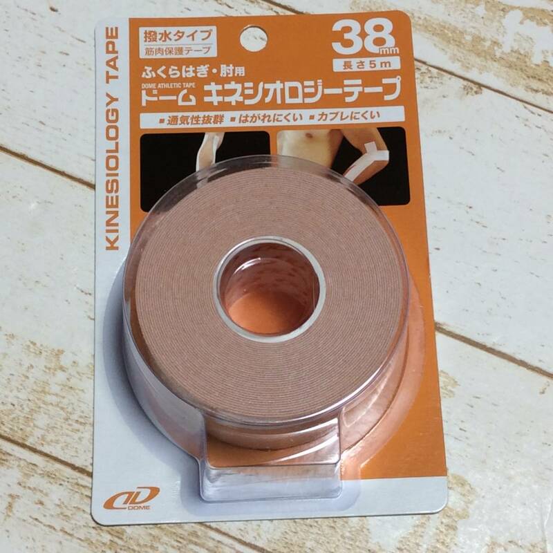 ☆3☆　キネシオロジーテープ　5ｍ　38ｍｍ　撥水タイプ　筋肉保護テープ　ふくらはぎ・肘用　ドーム　送220円～