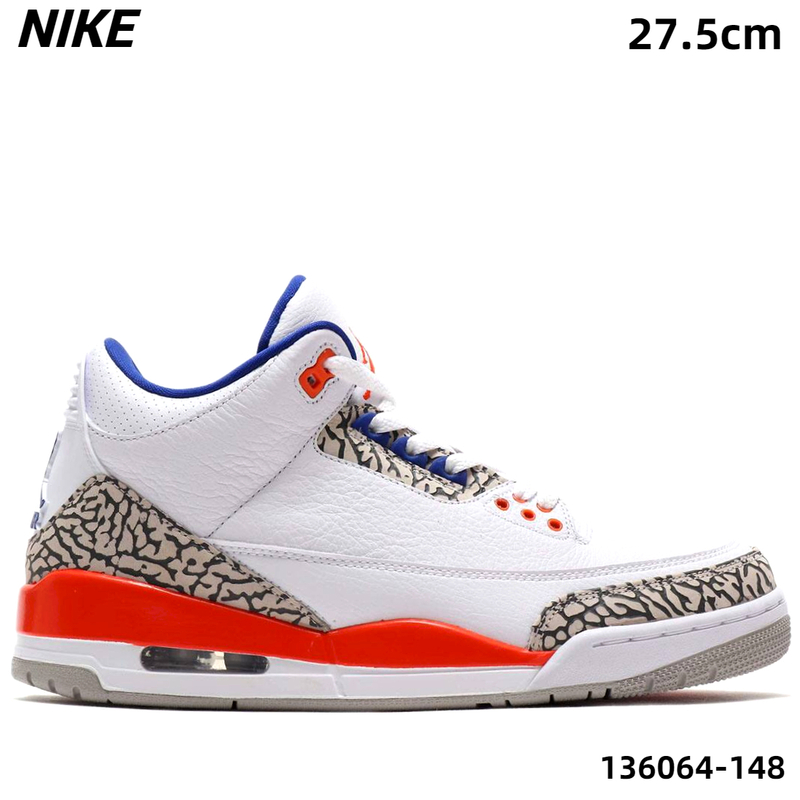 9.5(27.5cm)2019【NIKE AIR JORDAN 3 RETRO 136064-148 ナイキ エアージョーダン 3 レトロ ホワイト オールドロイヤル ユニバオレンジ】