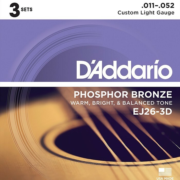 3セットパック D'Addario EJ26-3D Custom Light 011-052 Phosphor Bronze ダダリオ アコギ弦