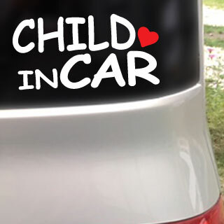 CHILD IN CAR ハート付/ステッカー(白15cm)cmc-typeチャイルドインカー、ベビーインカー//