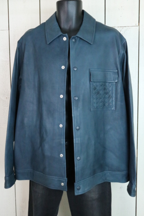 21AW限定品！【新品】☆CALEE：シープスキン　シャツジャケット　XL　ネイビー/CL-21AW005SP/本革/Sheepskin shirt jacket/数量限定品