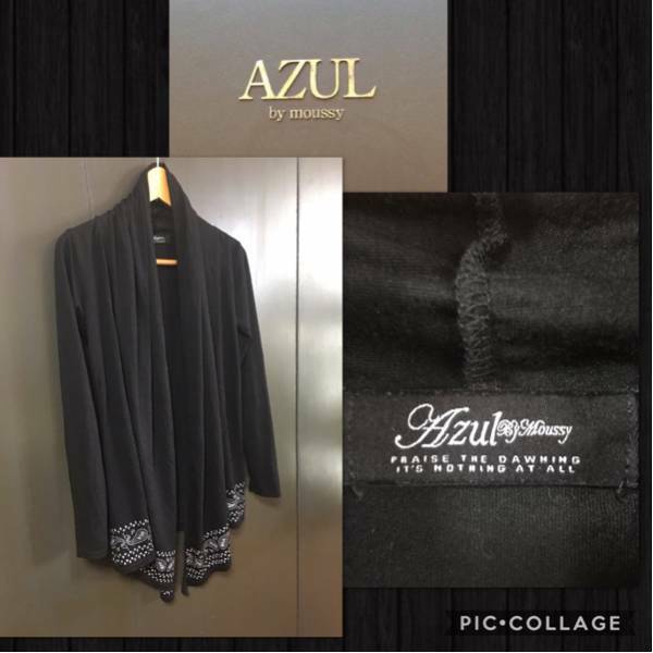 ◆AZUL by moussy アズールバイマウジー 長袖 薄手 カーディガン イレギュラーヘム ペイズリー柄 レディースM 比較的綺麗