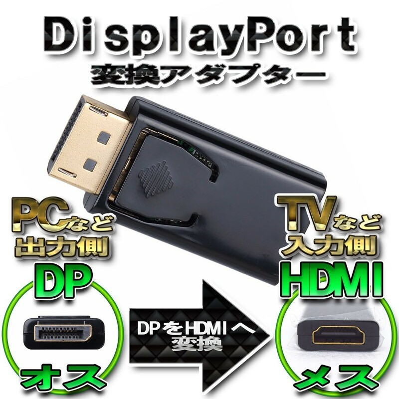 DP to HDMI 変換アダプター ディスプレイポート 変換コネクタ