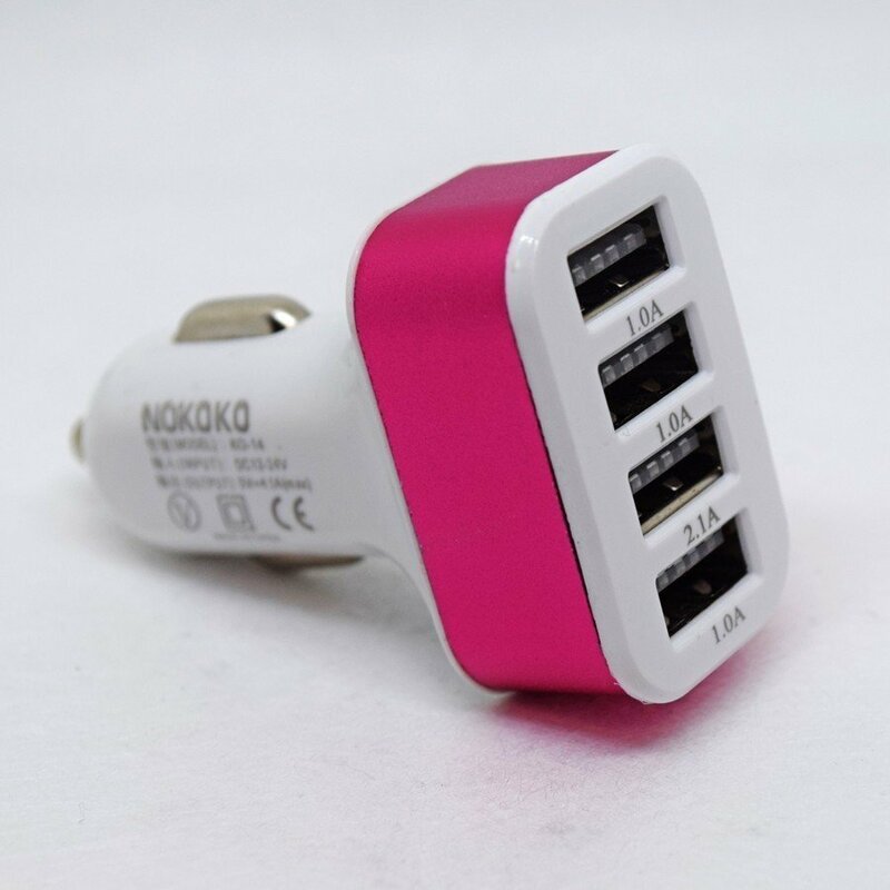 【ピンク】 USB ４ポート シガー 充電器アダプター ソケット ライター