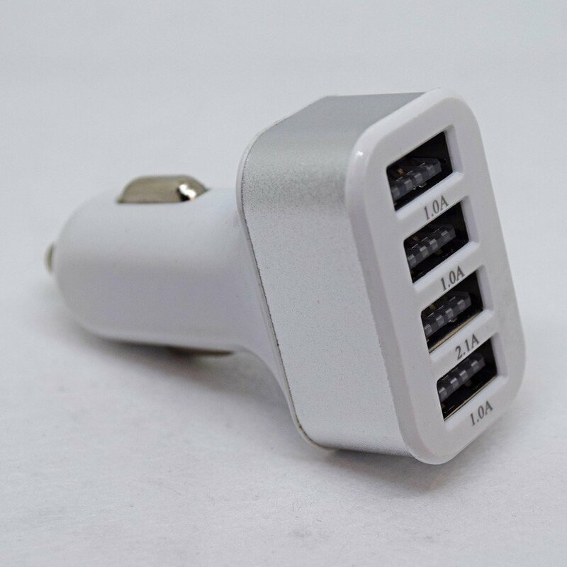 【シルバー】 USB ４ポート シガー 充電器アダプター ソケット ライター