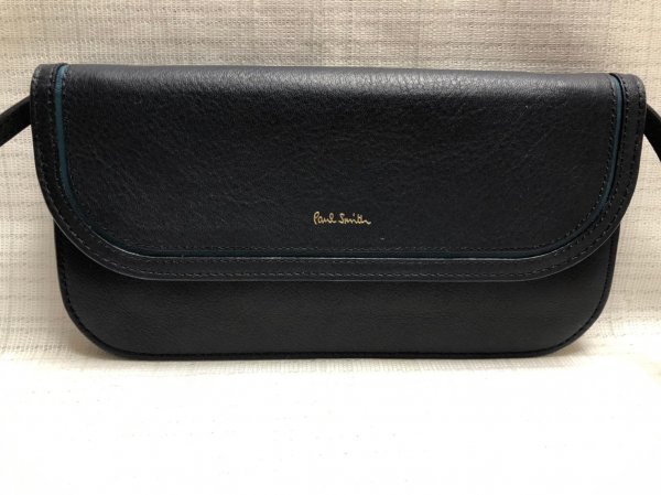 ☆美品☆ポールスミス/牛革長財布、斜め掛けバッグ、ポシェット、携帯入れなど/横長ネイビー