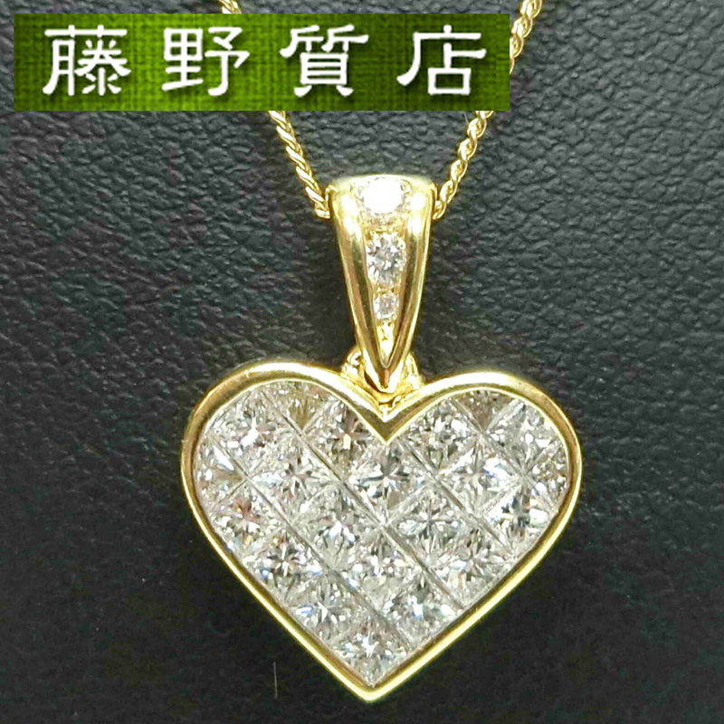 (美品) ティファニー TIFFANY ミステリー ハート ダイヤ ネックレス K18 YG × ダイヤモンド 8675