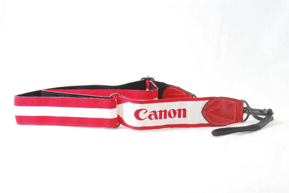 ☆未使用☆Canon キヤノン 紅白 赤色×白色 カメラ ストラップ アジャスター フック式 ビンテージ CPE 貴重 ショルダー Camera Strap☆