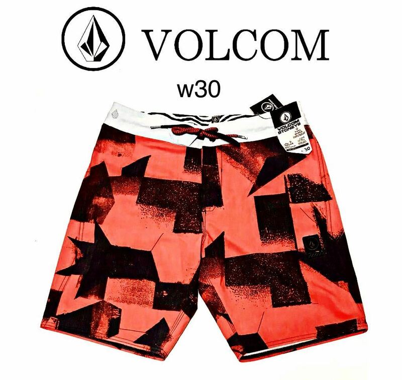 新品◆VOLCOM/ ボルコム◆ W30 STONEYS 4WAY STRETCH サーフパンツ 正規品　定価￥9800-＋税　サーフパンツ 総柄 サーフトランクス