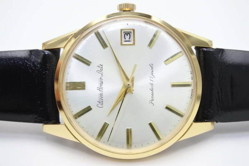 自動組立想定最初機種 ☆ 1966年製CITIZEN　HOMER DATE 17J　 CGP 　手巻紳士腕時計　未使用保管品