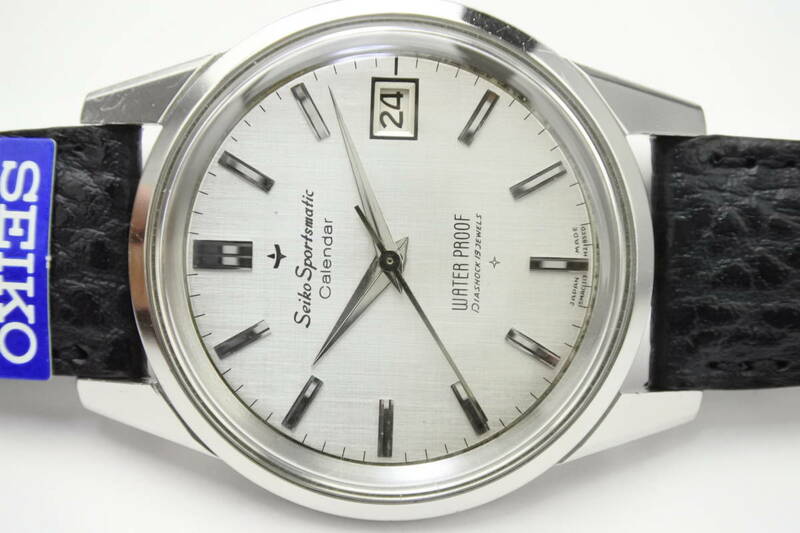 ☆国産名機☆1960年代製 SEIKO ＳＰＯＲＴＳＭＡＴＩＣ CALENDA １９石 J13057 絹目文字磐 自動巻紳士腕時計 　純正SEIKOベルト美品