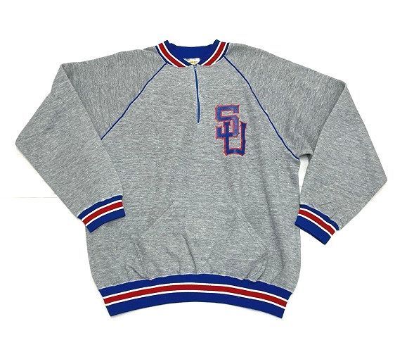 70's 米国製 MADE IN USA ラッセル スウェット ハーフジップ ポケット トリム グレー サイズL [l-0122]