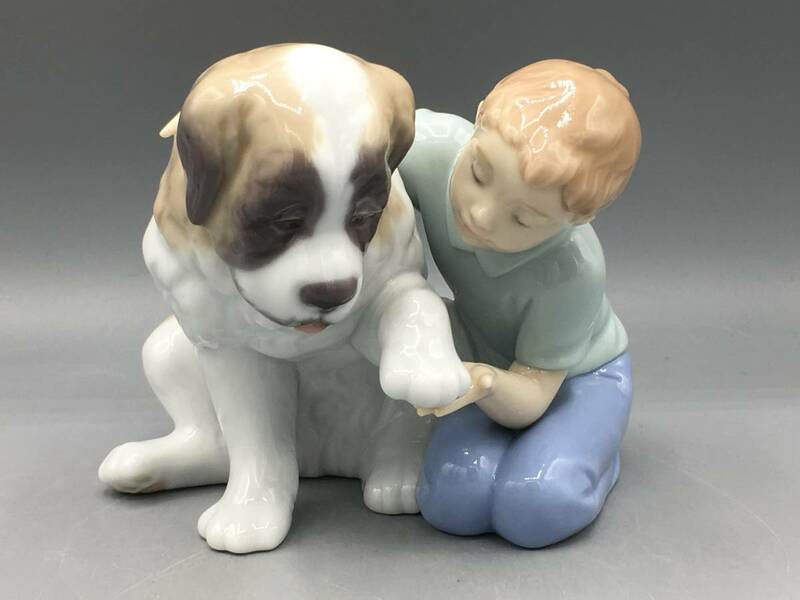 希少 リヤドロ LLADRO ナオ 陶器人形 セントバーナード 犬 男の子 フィギュリン スペイン製 陶器 置物 リアドロ レア
